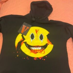 V Lone Hoodie ( Black & Yellow ) Smiley Face
